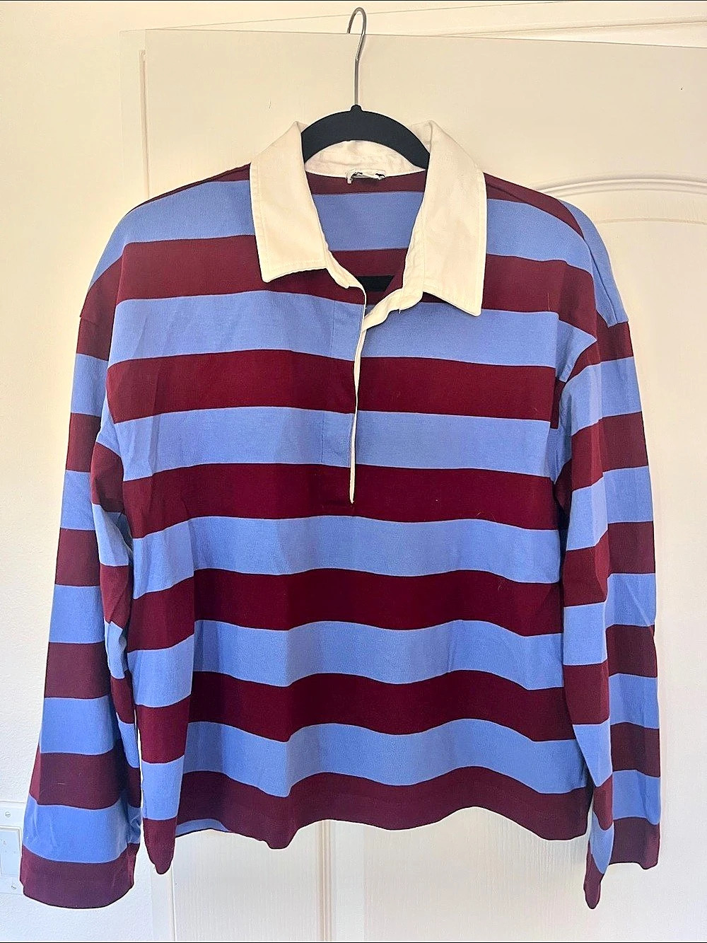 J.Crew Rugby shirt in stripe Blue & Burgundy Large